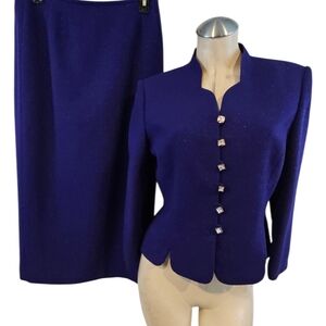 Le Suit Size 8P Sparkly Purple Long Skirt Suit 2 Piece Set Cocktail